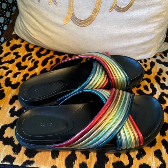 AEROSOLES Lina Rainbow Criss Cross Pride Sandals - Picture 5 of 8
